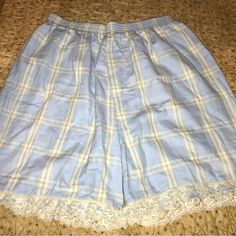 Xl Light Blue Flannel Shorts/Boxers/Bloomers Size Xl New And Unworn Cotton Short Bottoms For Bedtime, Plaid Cotton Shorts For Daywear, Cotton Bloomers For Loungewear, Blue Pajama Shorts With Elastic Waistband For Daywear, Daywear Bloomers With Elastic Waistband, Blue Cotton Shorts For Sleepover, Blue Cotton Shorts For Sleepovers, Blue Sleep Shorts For Spring, Blue Short Pajama Shorts For Daywear