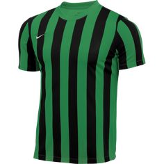 a green and black striped shirt with the word nike written on it in white letters