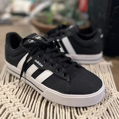 Brand New Adidas Sneakers Size 6.5 Black/White No Box. Black Canvas Sneakers With Boost Midsole, Adidas Casual Lace-up Canvas Shoes, Sporty Black Canvas Shoes With Boost Midsole, Casual Adidas Lace-up Canvas Shoes, Adidas Canvas Low-top Sneakers, Black Low-top Canvas Shoes With Boost Midsole, Sporty Low-top Black And White Sneakers, Black Canvas Skate Shoes With Non-slip Sole, Sporty Black And White Low-top Sneakers