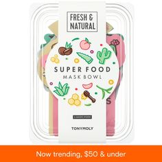 in stock Superfood Bowl, Mask Bowl, Peach Fruit, Trendy Face Masks, Super Food, Face Mask Set, Super Bowl Food, Face Hydration, Tony Moly