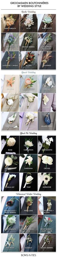 many different types of flowers are shown in this photo collage, with the names and colors