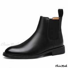 Olivia Mark - Martin Boots: Genuine Leather Pointed Toe Chelsea Boots High Ankle Leather Boot Chelsea Boots High, Casual Leather Flats, Pointed Heels, Leather Flat Shoes, Boots High, Genuine Leather Shoes, Martin Boots, Leather Boot, Leather Flats