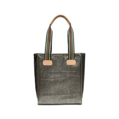 For the love of the Classic Tote, and the need for the essentials: the Chica Tote is a smaller version of our all-time favorite Classic Tote. Holding its shape and keeping things light, the Chica is ideal for the everyday haul. Details & Sizing Pewter metallic textured synthetic exterior Canvas side panels Comfortable woven straps Interior open pocket and zipper pocket Diego natural leather trim 11” (W) x 12 1/2” (H) x 5” (D), 9” Drop Made in Mexico Textured Leather Tote Bag For Shopping, Casual Textured Leather Bag For On-the-go, On-the-go Textured Leather Tote Bag, Textured Leather Coated Canvas Tote Bag, Everyday Textured Leather Coated Canvas Bag, Casual Textured Leather Tote Shoulder Bag, Casual Textured Leather Shoulder Bag For On-the-go, Casual Leather Bag With Braided Handles, Trendy Coated Canvas Bags With Leather Handles