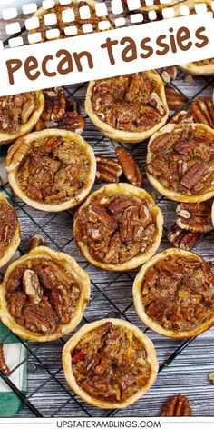 pecan tarts on a cooling rack with text overlay