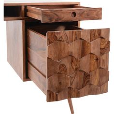 an unusual wooden cabinet with drawers on one side and a drawer at the other end