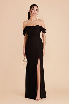 M / black Black Gown For Wedding Guest, Feather Elegant Dress, Elegant Floor Length Black Dress, Simple Black Tie Dress, Floor Length Black Bridesmaid Dress, Off Shoulder Wedding Dress Guest, Black And White And Champagne Wedding, Black Prom Dress Accessories, Elegant Evening Dress With Ruched Bodice And Mermaid Hem