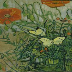 Painting for sale: Vincent van Gogh - Butterflies and poppies #208 VANGOGH 🖼️ Painting With Flowers, Painting Of Flowers, Istoria Artei, Flower Mural, Vincent Van Gogh Paintings, Arte Van Gogh, Van Gogh Museum, Art Van, Van Gogh Paintings