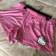 2 Pack Short Fitted Pink Pajama Shorts For Pajama Party, Pink Casual Stretch Sleepwear, Fitted Pink Bottoms For Sleepover, Pink Stretch Sleepwear, Casual Pink Stretch Sleepwear, Pink Hello Kitty Print Bottoms For Pajama Party, Pink Stretch Bottoms For Bedtime, Fitted Cotton Pajama Shorts In Pink, Pink Fitted Casual Pajama Shorts