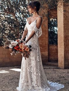 Lace Beach Wedding Dress, Bohemian Wedding Dress, Bohemian Wedding Dresses