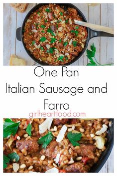 one pan italian sausage and farro with parsley