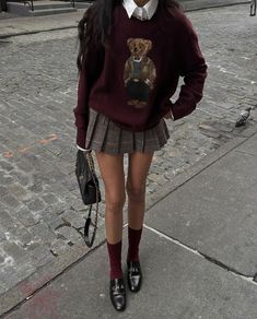 Burgundy Outfit, Estilo Indie, Rock Outfit, Ralph Lauren Outfits, 가을 패션, Autumn Outfit