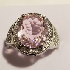 *Vintage Style Pink Kunzite,Cz's Pav Sides Set In Sterling Silver (925) Ring Size:Various Stamped 925 *Vintage In Style Or Age Not Condition; Nwot Condition Any Questions Please Feel Free To Ask! Silver Gemstones With Halo Setting For Wedding, Elegant Silver Gemstones With Halo Setting, Classic Silver Gemstones With Center Stone, Classic Wedding Gemstones With Diamond Accents, Classic Silver Gemstones With Diamond Accents, Elegant Hallmarked White Topaz Rings, Elegant White Topaz Hallmarked Rings, Elegant Diamond Gemstones With Vs Clarity, 925 Ring