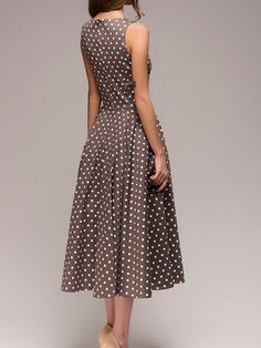 Polka Dot A-line Spring Midi Dress, Polka Dot A-line Midi Dress For Spring, Spring A-line Polka Dot Midi Dress, 1980 Dress, Housewife Dress, Plain Skater Dress, Skater Dresses Casual, Women Dresses Casual Summer, Polka Dots Fashion