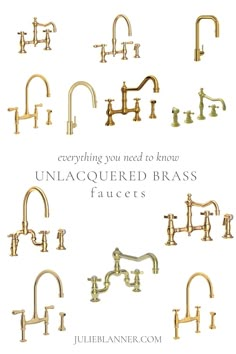 several different types of brass faucets with the words everything you need to know