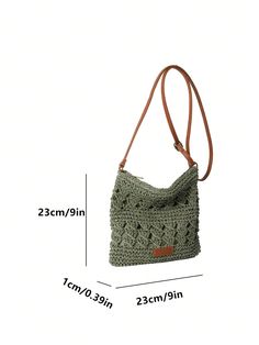 Expertly crafted with a chic crochet design, this crossbody bag is the perfect gift for anyone who loves effortless style. Keep your essentials organized while on-the-go in this stylish and practical bag. Its versatility makes it the ideal accessory for any leisurely outing. Color : Green Details : Chain, Hollow Out Type : Straw Bag Bag Size : Small Style : Casual, Vintage, Elegant Strap Type : Adjustable Pattern Type : Plaid, Plain, Plants, Textured Pattern Closure Type : Zipper Material : PP S Lightweight Casual Crochet Bag For Travel, Lightweight Crochet Travel Bag, Versatile Crochet Shoulder Bag For Everyday, Lightweight Casual Crochet Travel Bag, Versatile Everyday Crochet Shoulder Bag, Everyday Use Mobile Phone Crochet Satchel, Versatile Crochet Shoulder Bag, Trendy Crochet Pouch Bag With Adjustable Strap, Trendy Crochet Crossbody Bag For Everyday