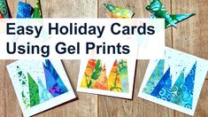 easy holiday cards using gel prints to make them look like they are made out of paper