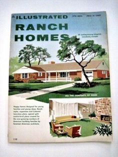 an illustrated ranch homes book is shown