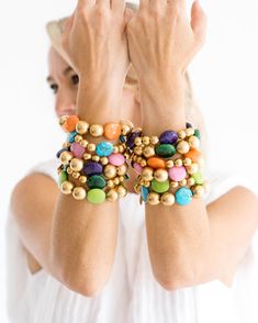 Margaret: in color! A cheerful addition to any jewelry collection, and crafted with our signature mini Margaret gold bead, this stretch bracelet comes in 6 bright and vibrant colors. Stack it with its bigger half: Margaret Stone Bracelet Multicolor Stackable Stretch Bracelet With Round Beads, Colorful Beads Stretch Bracelet For Everyday, Everyday Stretch Bracelet With Colorful Beads, Everyday Stretch Bangle Bracelet With Colorful Beads, Everyday Stretch Bangle With Colorful Beads, Everyday Multicolor Stackable Stretch Bracelet, Multicolor Stretch Bracelet With Gold Beads As Gift, Multicolor Gold Beads Stretch Bracelet Gift, Multicolor Stackable Bangle Stretch Bracelet