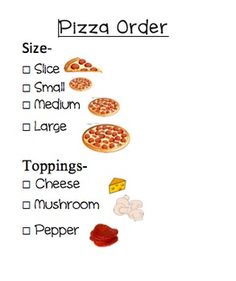 a pizza order is shown with different types of toppings and ingredients to choose from