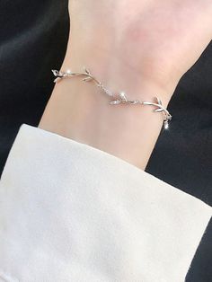 Silver  Collar  925 Sterling Silver   Embellished   Fine Jewelry Fancy Silver Bracelets, Bracelets For Prom, Styling Bracelets, Silver Bracelets Designs For Women, Silver Prom Bracelet, Julery Aesthetic, Bracelet Silver Women, Silver Bracelet Jewelry, Silver Bracelet Design For Women