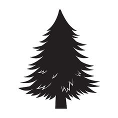 a black and white silhouette of a pine tree