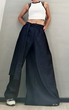 Denim Avant Garde Pants Asymmetric Pants Women Deconstructed - Etsy Egypt Avant Garde Fashion Women, Deconstructed Pants, Avant Garde Pants, Asymmetric Pants, Gothic Pants, Golden Life, Avant Garde Fashion, Pants Casual, Asymmetrical Design