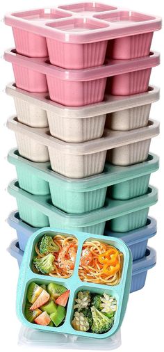 there are many containers with different foods in them