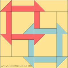 a quilt block with an arrow on the center and two blocks in the middle, all different colors