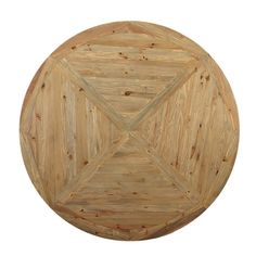 a round wooden table top with an x pattern in the center on a white background