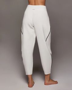 Crescent Sweatshirt — MICHI Athleisure Activewear With Contrast Trim For Gym, White Activewear With Contrast Trim For Sports, White Long Sleeve Activewear For Jogging, Sporty White Sweats For Gym, Sporty White Activewear With Contrast Trim, White Activewear With Ribbed Cuffs For Jogging, White Loose Fit Activewear For Loungewear, White Relaxed Fit Activewear With Ribbed Cuffs, White Sweats With Ribbed Waistband For Sports