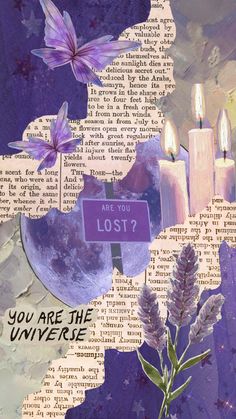 a collage with candles, flowers and a sign that says are you lost?