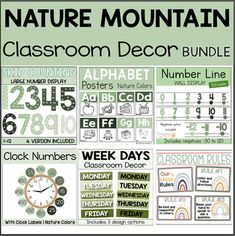 the classroom decor bundle includes posters, calendars and numbers