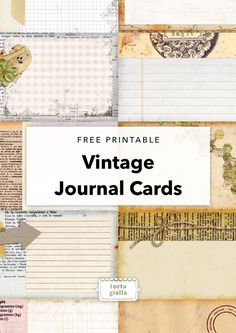 vintage journal cards are lined up in different patterns and sizes, with the words free printable