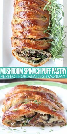 mushroom spinach puff pastry is the perfect appetizer for meatless monday