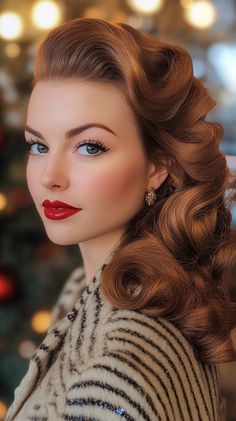 🌹 Artistic Vintage Hollywood Hair Retro waves Christmas hairstyle Inspiration 🎭✨ Vintage Hollywood Hair, Hair Retro, Christmas Hairstyle, Hair Maintenance Tips, Hollywood Hair, Hairstyle Inspiration, Christmas Hairstyles, Hair Essentials, Retro Waves