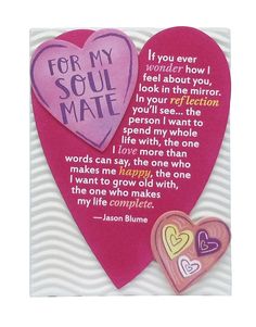 two heart shaped magnets with the words for my soul mate written on one of them