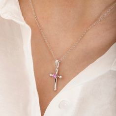 If you are looking for a significant gift for your little girl, our 925 sterling silver cross necklace pendant is perfect for young believers. She will immediately realize that this is not a regular gift, but a meaningful religious cross pendant necklace. This divine necklace features a detailed and polished cross with a bright cubic zirconia at the center of the pendant, dangling from a matching chain. Entirely made of 925 sterling silver this necklace was designed to last and not lose shine, s Silver Cross Necklace, Sterling Silver Cross Necklace, Religious Cross, Sterling Silver Cross, Gothic Style, Cross Pendant Necklace, Silver Cross, Kids Jewelry, Gothic Fashion