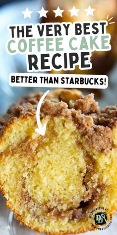 Best ever coffee cake recipe using yellow box cake mix. Better than Starbucks, the ultimate copycat recipe full of cinnamon flavor baked in a bundt pan without sour cream or buttermilk topped with a crumb topping. Coffee Cake Sallys Baking, Best Cinnamon Coffee Cake, Easy Coffee Cake With Yellow Cake, Bus Quick Velvet Crumb Coffee Cake, The Best Coffee Cake Ever, Sour Cream Coffee Cake Recipe Easy, Best Coffee Cake Recipes Bundt, Easy Coffee Cake Loaf, Easy Coffee Cake Recipes Simple Breakfast