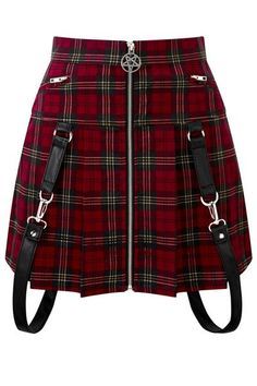 Hipster Grunge, Alt Fashion, Gothic Outfits, Goth Outfits, Plaid Skirt, Red And Black Plaid, Kawaii Clothes, Edgy Outfits