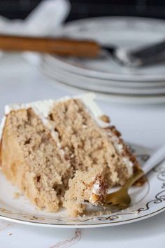 a slice of cake sitting on top of a white plate