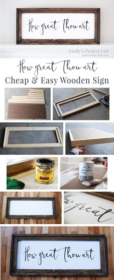 how to make a diy wood sign with the words how great thou art and easy wooden