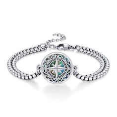 PRICES MAY VARY. ❤【Compass Celtic Design】-The compass bracelet women combines two elements of compass and celtic knot, delicate and mysterious, guiding you to find the right direction, with unlimited motivation to move forward; inside inlaid with exquisite abalone shells, it is the finishing touch of this bracelet, which looks lively and vivid, and it is the best accessory for any occasions. ❤【Silver Compass Bracelet Workmanship】-The bracelet is made of high-quality 925 sterling silver, fitted w Compass Jewelry, Compass Bracelet, Celtic Design, Bracelet Women, Celtic Designs, Jewelry Bracelet, Move Forward, Abalone Shell, Bracelet For Women