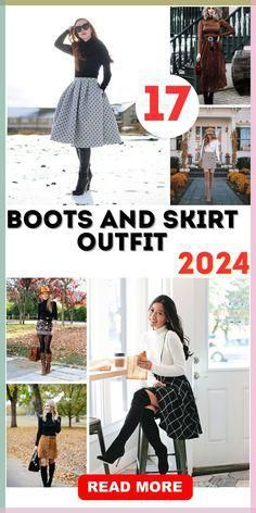 fall skirt outfits for 2024-2025 that blend comfort and style. Get ready to layer up with trendy designs and accessories Tall Boots With Skirt, Skirt Outfit For Winter, Boots And Skirt Outfit, Monochrome Wardrobe, Boots And Skirt, Fall Skirt Outfits, Fashionable Skirts, Skirts And Boots