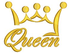 the word queen with three crowns on it