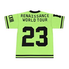 Hiiii!! Please read before ordering: This is a unisex sized jersey and runs VERY LARGE. PLEASE please please use the size guide before ordering! No refunds due to this being created as ordered. No customizations currently. Thank you so soooo much. <3 <3!!! Beyoncé Renaissance World Tour Jersey, Beyoncé Renaissance World Tour Shirt, Renaissance World Tour, Beyoncé 2023, Beyoncé - Renaissance These custom football shirts are an absolute treat for sports fans. Made with a 100% polyester top and a 1 Beyonce Jersey Outfit, Casual Green Jersey For Streetwear, Green Casual Streetwear Jersey, Green Jersey With Team Name For Streetwear, Green Jersey Tops For Streetwear, Green Jersey With Letter Print For Streetwear, Green Letter Print Jersey For Streetwear, Beyonce Tshirt Outfits, Beyonce Merch