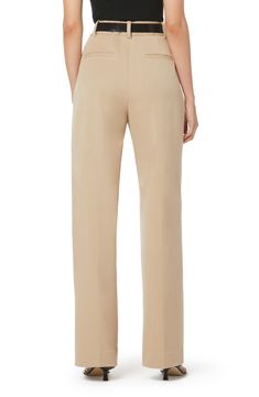 Carefully tucked pleats accent these polished workday pants punctuated with elongating front seams and wide legs. 33" inseam, 24" leg opening, 16" front rise, 19" back rise (size 18) 63% polyester, 32% rayon, 5% spandex Machine wash, tumble dry Imported Beige Full-length Dress Pants With Belt Loops, Beige High-waisted Pleated Pants, Beige Wide-leg Dress Pants With Welt Pockets, Beige Non-stretch High-waisted Dress Pants, Beige Wide Leg Full-length Pants With Side Pockets, Pleat Pants, Favorite Daughter, Pleated Pants, The Favorite