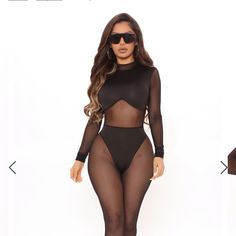 This Can Definitely Fit A Medium But I’m Very Petite At 115 Pounds So It’s Not Super Tight Like I Want Because I’m Skinny. I Need A Xxs.I Love It His Outfit So Much It’s Never Been Worn Only Tried Own Once. Black Sheer Jumpsuits And Rompers For Night Out, Sheer Black Jumpsuit For Night Out, High Waist Black Bodysuit For Club, Chic Black Sheer Swimwear, Chic Black Sheer Bodysuit, Black Long Sleeve Swimwear For Party, Black Long Sleeve Party Swimwear, Turquoise Jumpsuit, Black Denim Jumpsuit