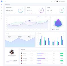 the dashboard screen shows data, graphs and other items