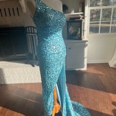 Sherri Hill Formal Gown Original Size 4 And Was Fitted To Aprox Size 2. See Pictures For Missing Sequins. Gown Had A Bag Of Extra Sequins And Dust Bag Included. Sherri Hill, Sherri Hill Dresses, Formal Gowns, Size 2, Prom, Prom Dresses, Womens Dresses, Dresses, Blue