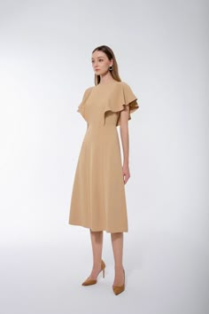 Alina A-line Batwing Sleeved Twill Midi Dress | MEAN BLVD Cloth Making, Batwing Sleeve, Business Fashion, Elegant Fashion, Stylish Dresses, Vestidos De Fiesta, Online Fashion, Cute Dresses, Gowns Dresses